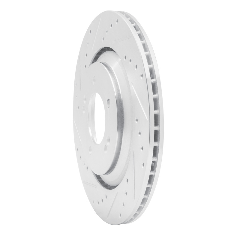 Hyundai Elantra N Brake Rotor (1) - Rear Left - R1 Concepts - Drilled & Slotted - Silver - `19-`25